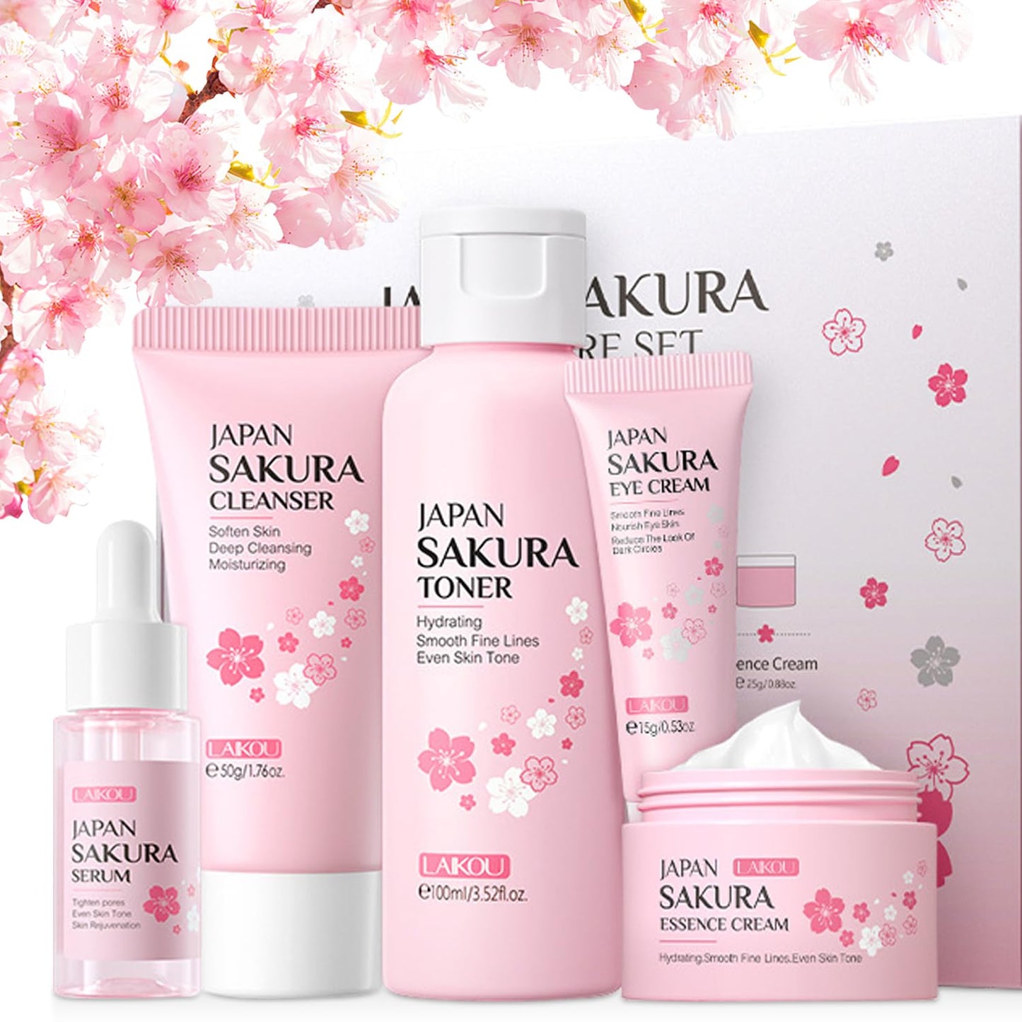 5Pcs Skin Care Sakura Women Beauty Korean Skin Care Gift Set