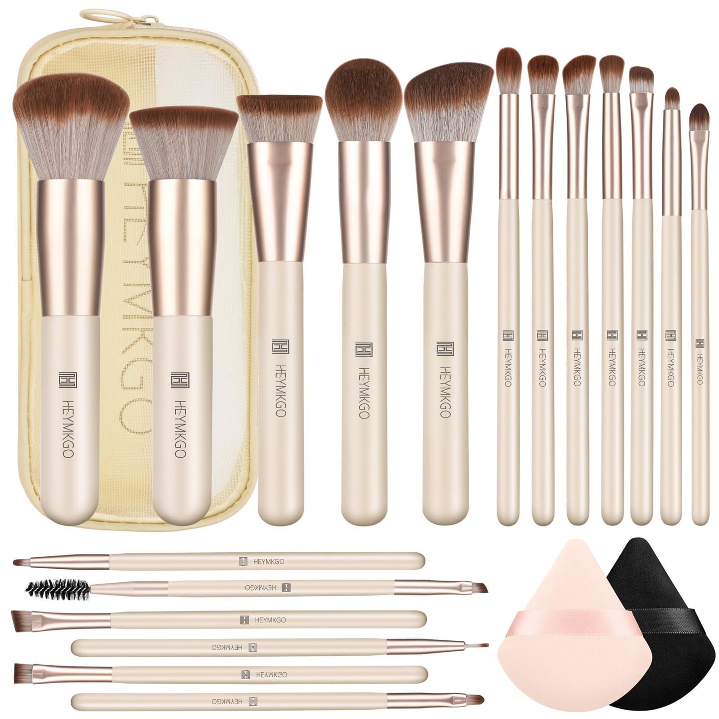 HEYMKGO Set 18pcs Professional Makeup Brushes & Travel Bag